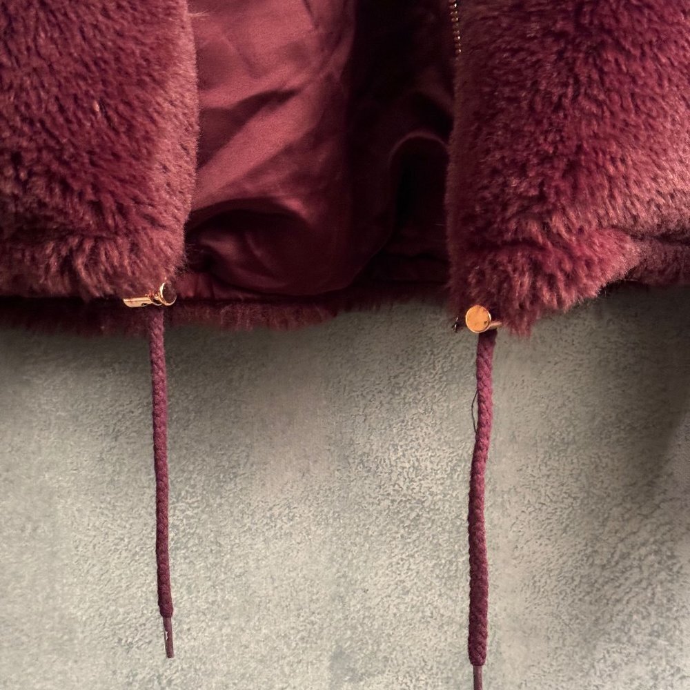 Lucky Brand Merlot Funnel Neck Faux Fur Jacket - Picture 5 of 8